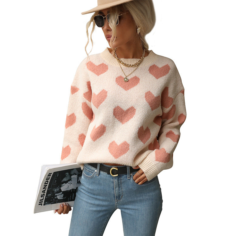 Knit sweater for women with heart-shaped pattern and relaxed fit Lune London