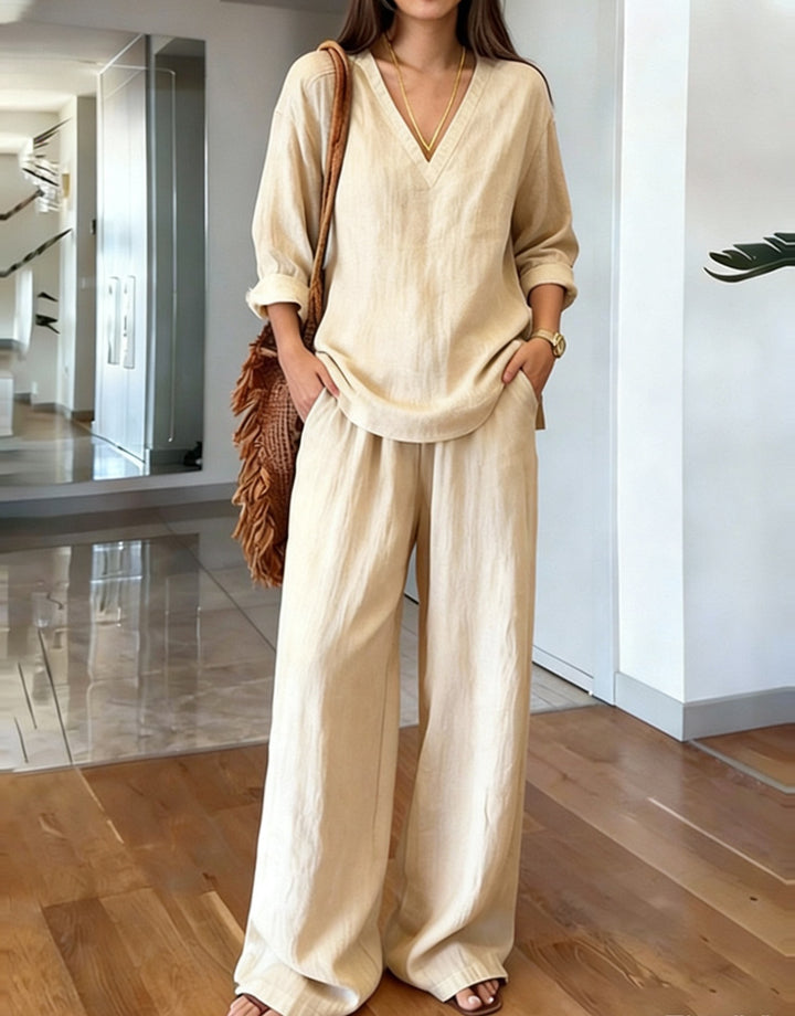 Women's Comfortable Linen Pants with Casual Cut and Practical Pockets Lune London