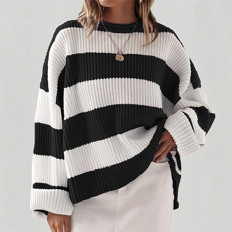 Casual sweater for women with striking striped pattern Lune London