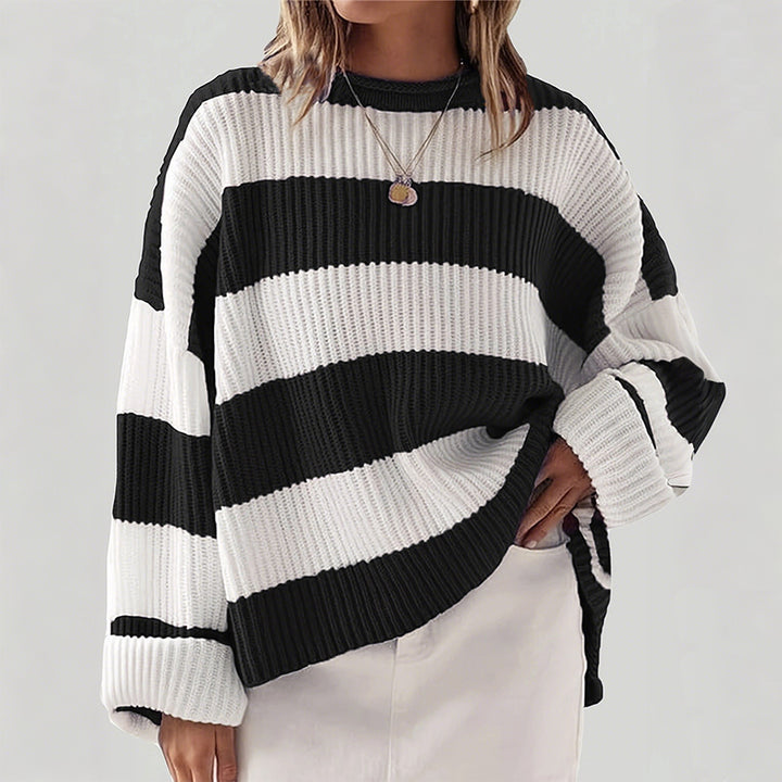 Casual sweater for women with striking striped pattern Lune London