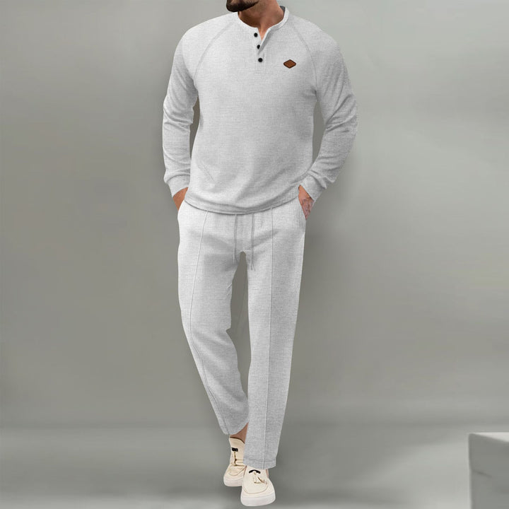 Casual long sleeve shirt for men with button placket and stylish jogger pants Lune London
