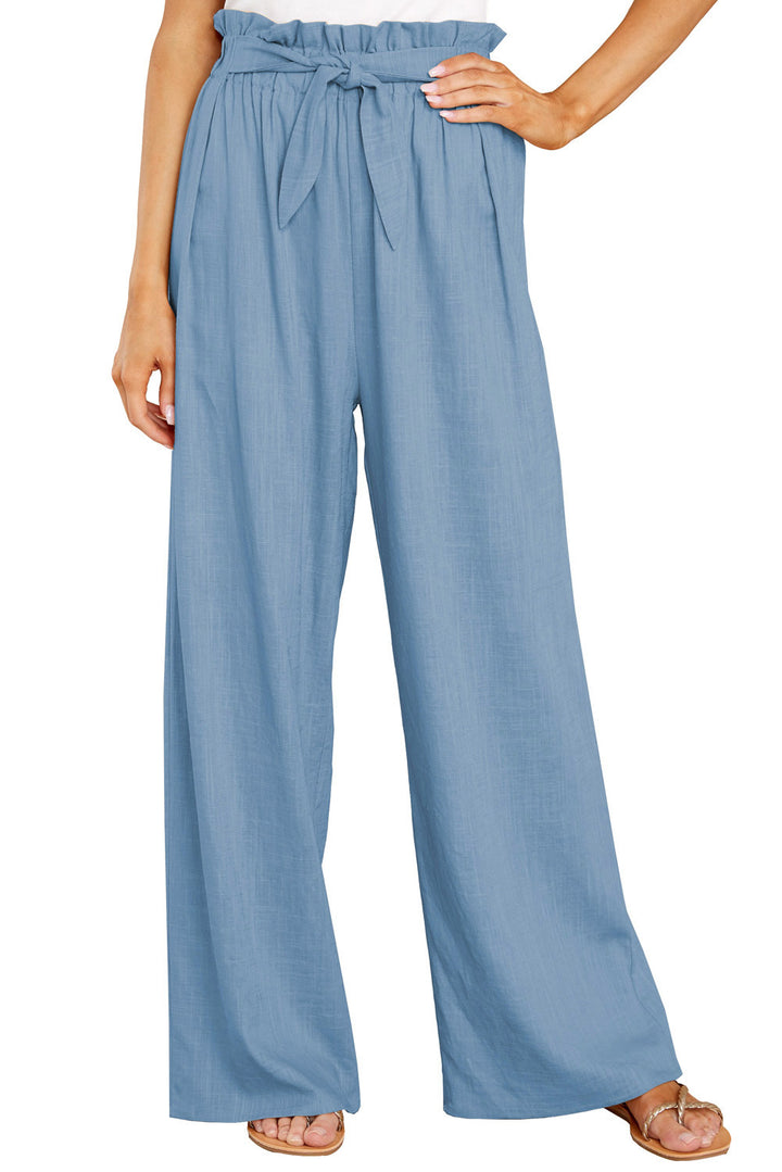 High-waisted linen pants for women with a tie belt Lune London
