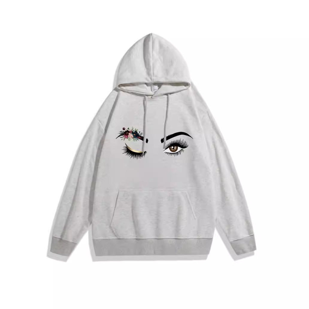 Ladies Hoodie with Creative Eye Motif Chic & Stil