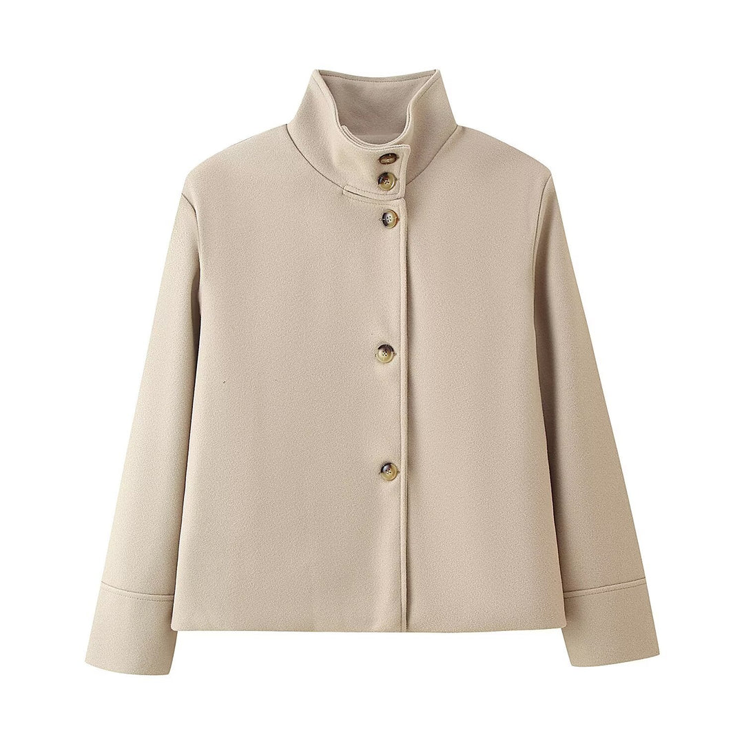 Ladies short quilted jacket with high collar Lune London