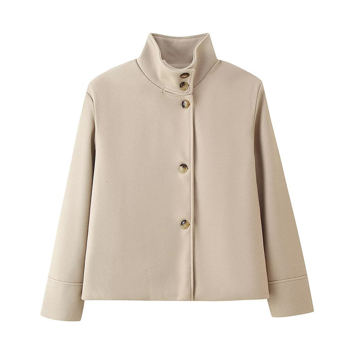 Ladies short quilted jacket with high collar Lune London