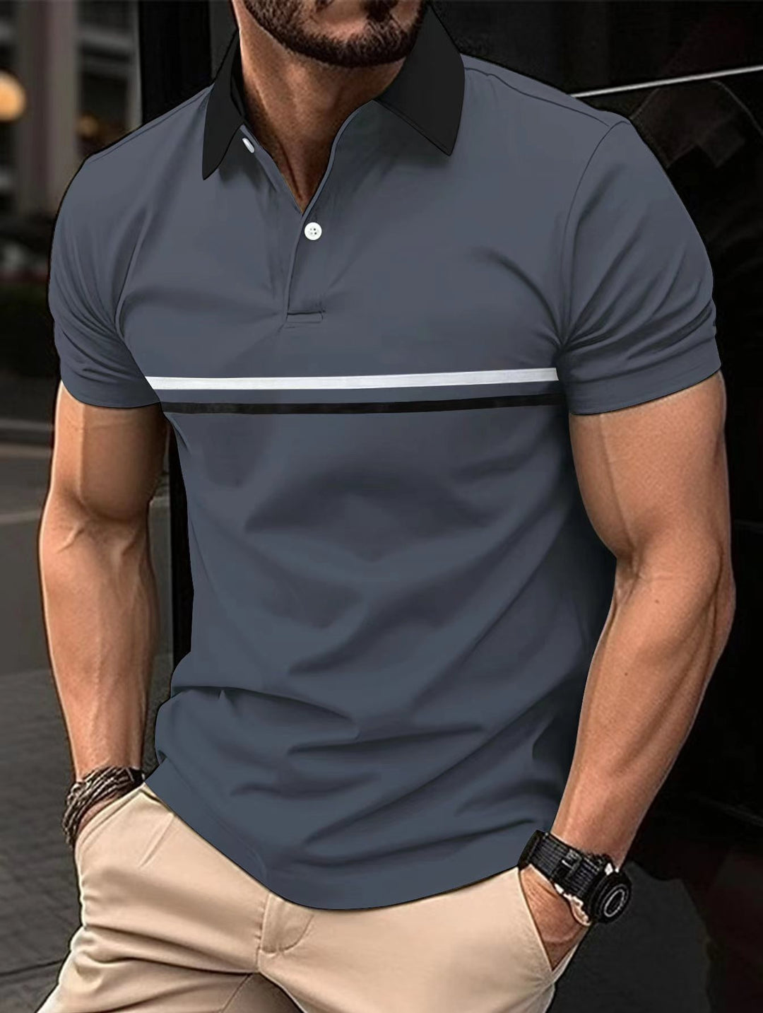 Men's Polo Shirt Sport Style Striped Lune London
