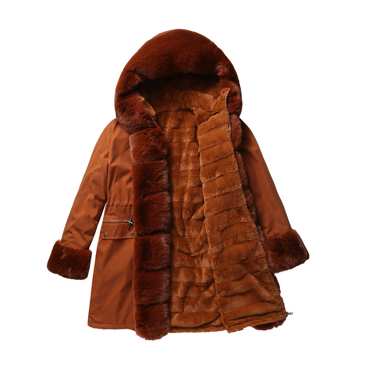 Elegant women's park jacket with luxurious faux fur trim Lune London