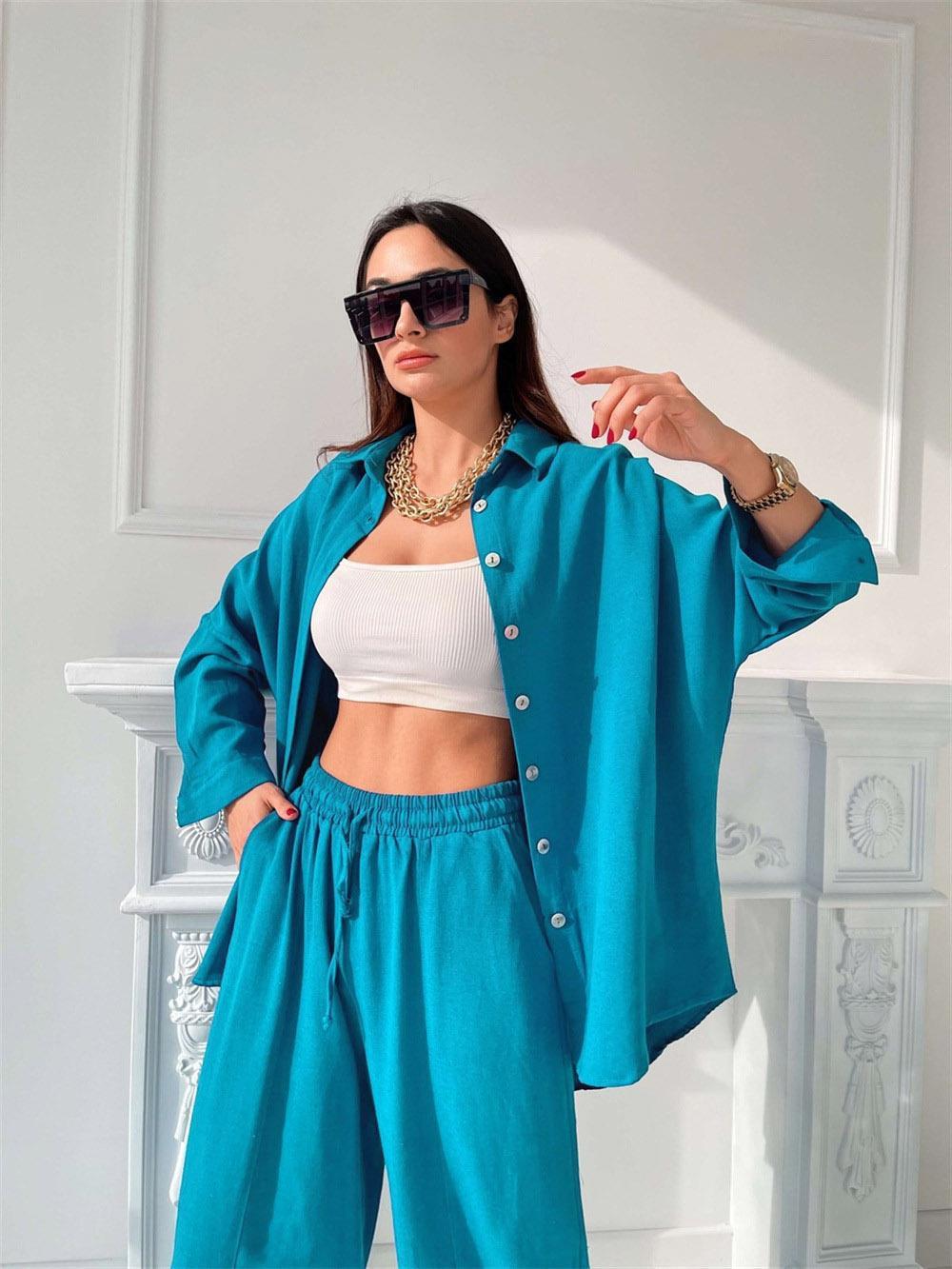 Tenue d'été décontractée pour femmes avec blouse surdimensionnée et pantalons larges Lune London