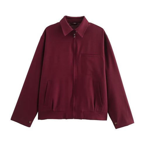 Ladies long sleeve utility jacket with practical pockets and high collar Lune London