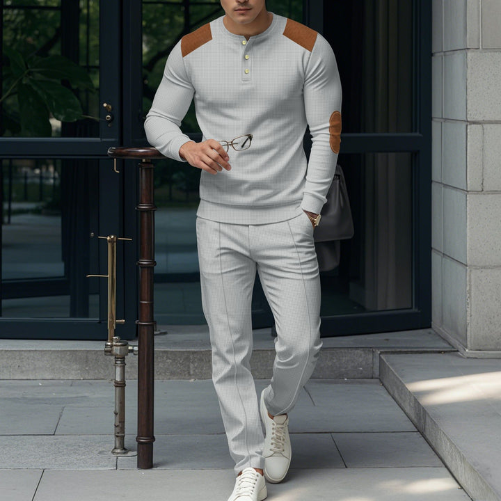 Men's leisure set with practical buttons and leather applications Lune London