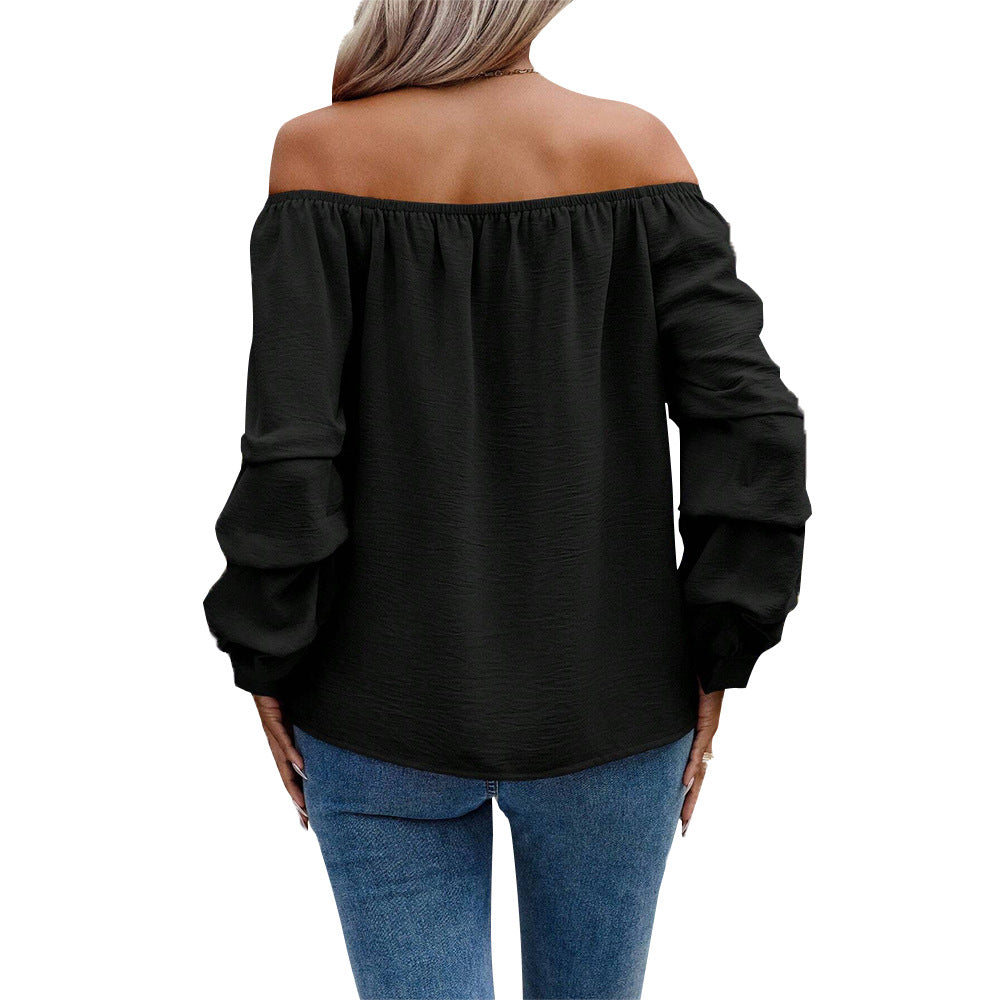 Blouse femme à épaules dénudées avec détails en volants et manches longues Chic & Stil