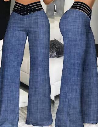 Ladies Elegant High Waist Palazzo Pants with Chic Cut-Out Details