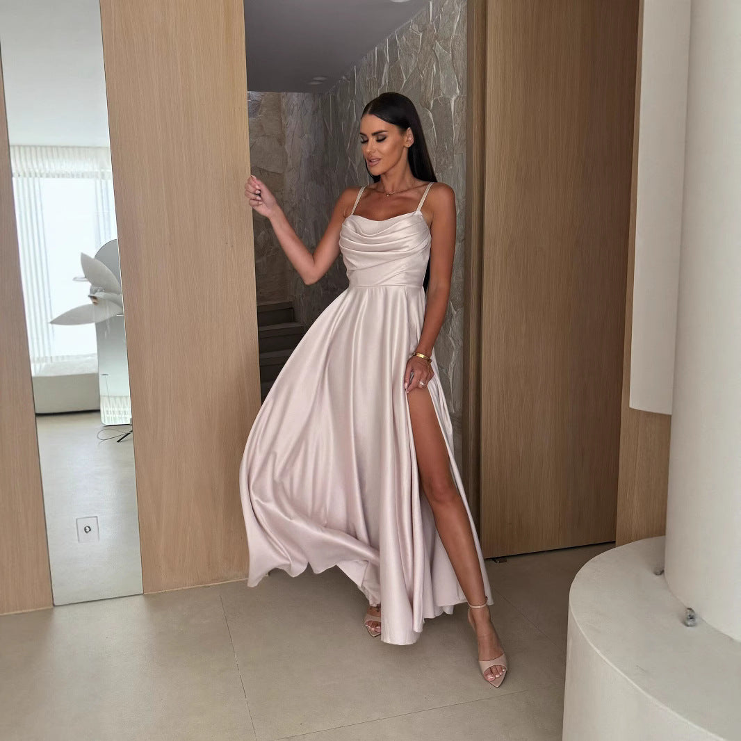 Ladies Elegant Satin Evening Dress Lune London