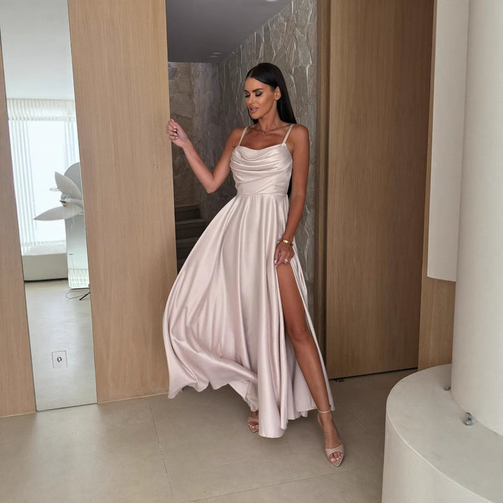 Ladies Elegant Satin Evening Dress Lune London