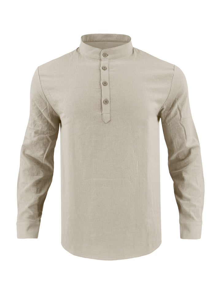 Elegant long-sleeved shirt for men with fashionable high collar and textured surface Lune London