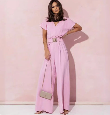 Ladies elegant jumpsuit with belt detail Lune London
