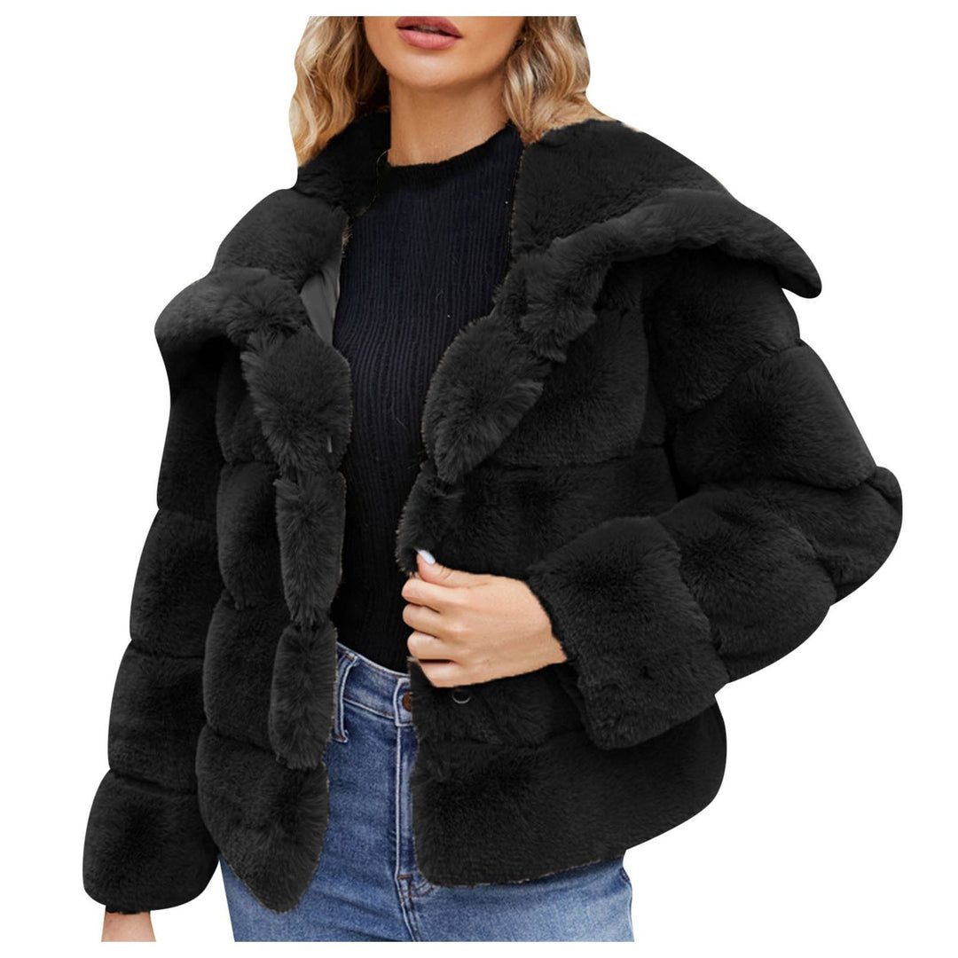 Ladies Hooded Faux Fur Fashion Jacket with Textured Design Lune London