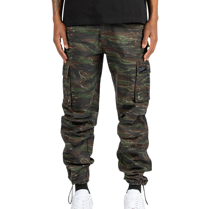Functional cargo pants for men with elastic waistband and multiple pockets Lune London