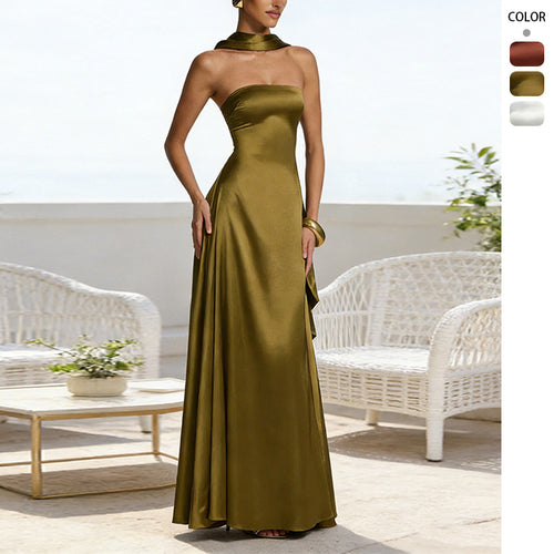 Ladies Elegant and Off-the-Shoulder Evening Dress with Flowing Fall