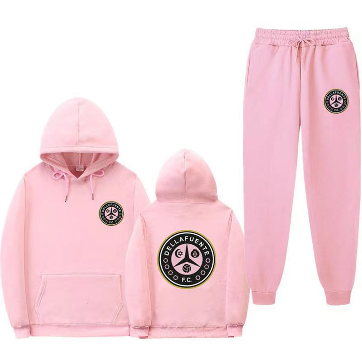 Women's comfortable leisure lounge suit with kangaroo pocket and modern logo Lune London