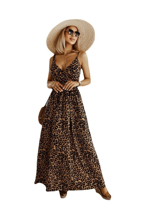 Lune London women's leopard print wrap style maxi dress