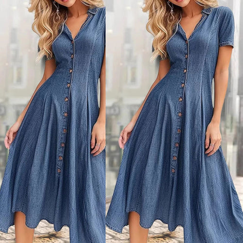 Lune London women's buttoned midi denim dress