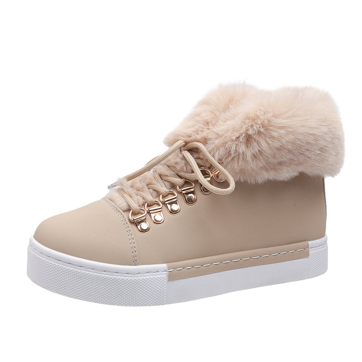 Ladies Plush Sneakers with Warm Lining and Fashionable Laces Lune London