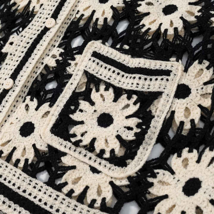 Cardigan élégant pour femmes avec motif floral et poches pratiques Chic & Stil