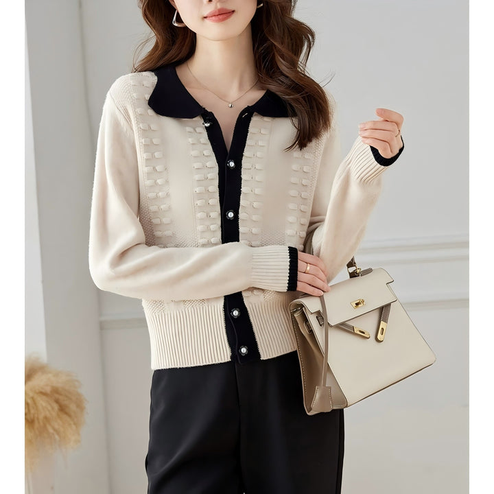 Knit jacket for women with elegant collar and button detail Lune London