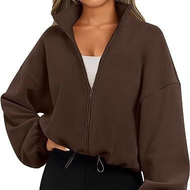 Casual zip fleece sweater for women with high collar Lune London