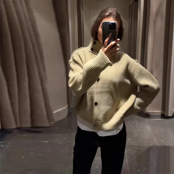 Cardigan oversize pour femmes avec col montant Chic & Stil