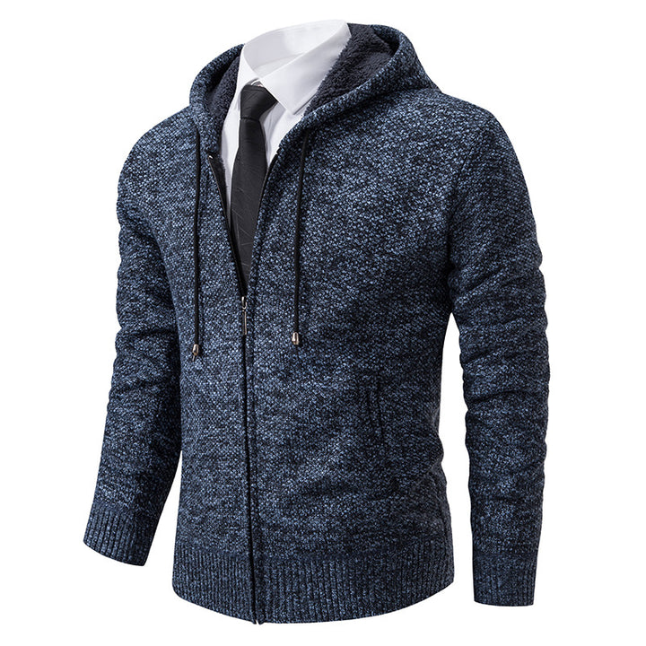 Men's knit jacket with modern cut and practical zipper Lune London
