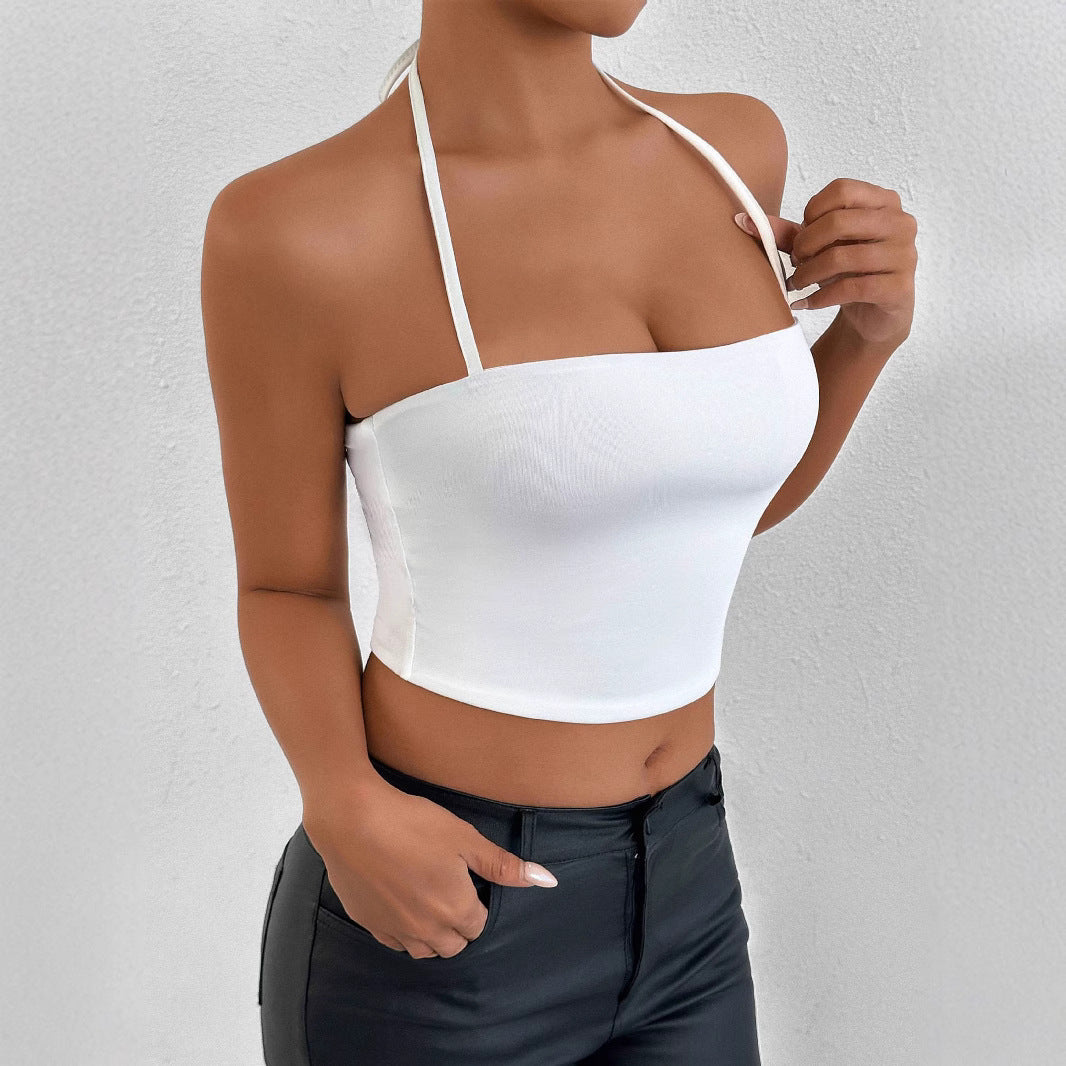 Women's crop top with crossed straps and fitted cut Lune London
