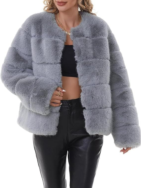 Ladies Cozy Faux Fur Jacket with Puff Sleeve Design Heidi Style