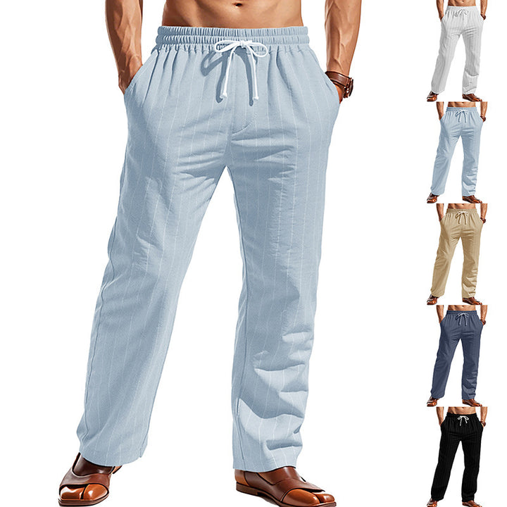 Casual pants for men with elastic waistband and striped pattern Lune London