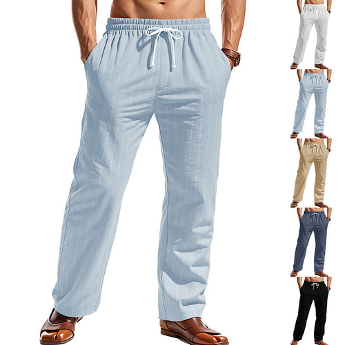 Casual pants for men with elastic waistband and striped pattern Lune London