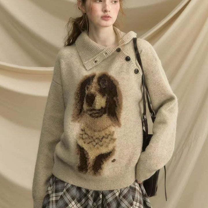 Pull tricoté pour femme avec motif animal et col haut Chic & Stil