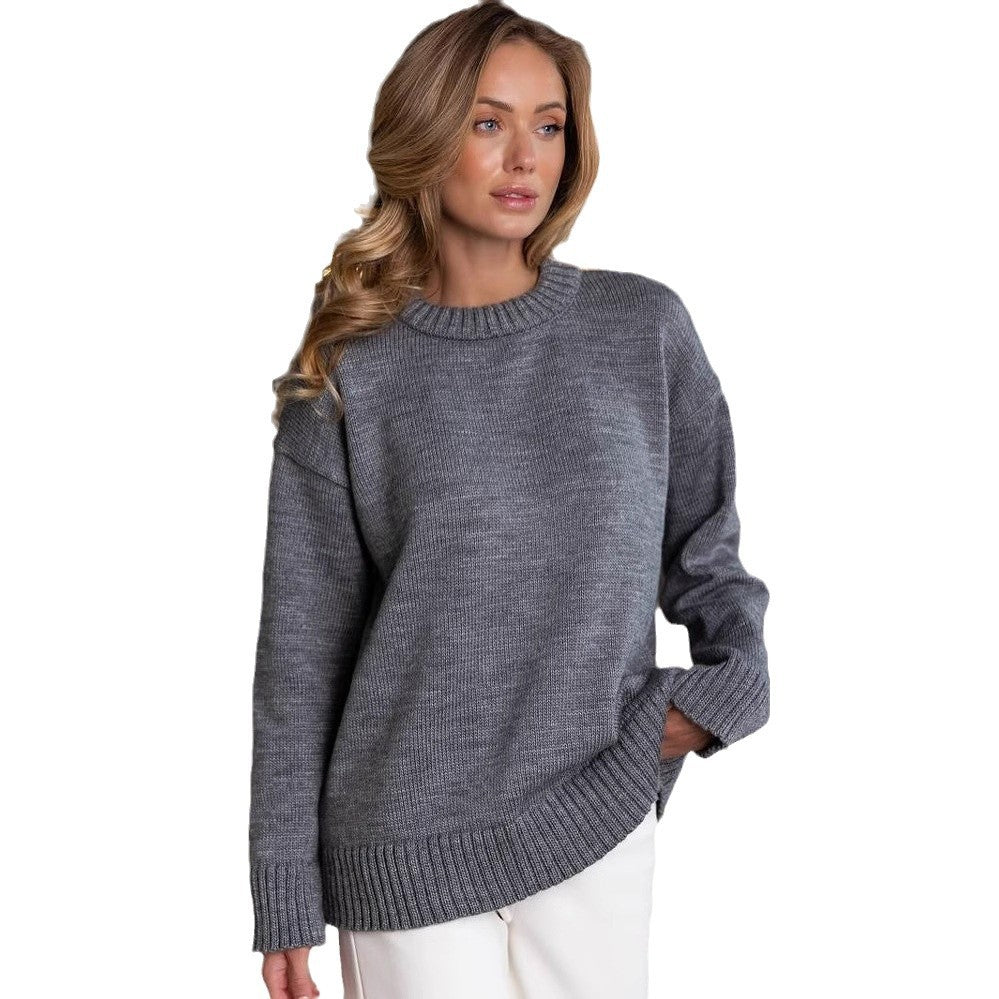 Women thick knit sweater with loose fit and ribbed cuffs Lune London