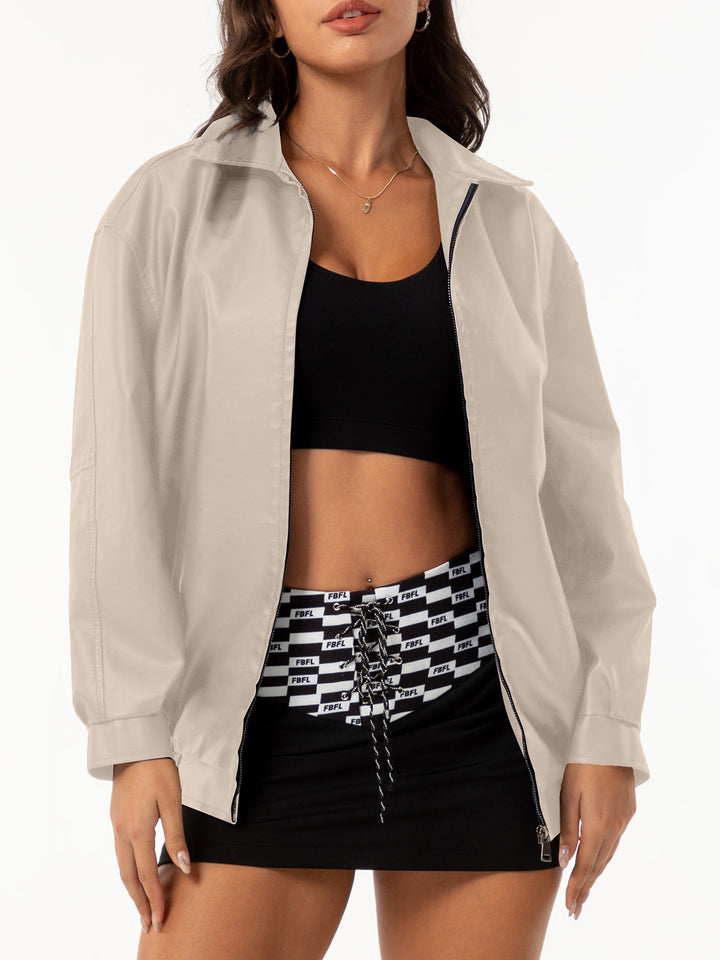 Casual satin jacket for women with a modern cut and practical pockets Lune London