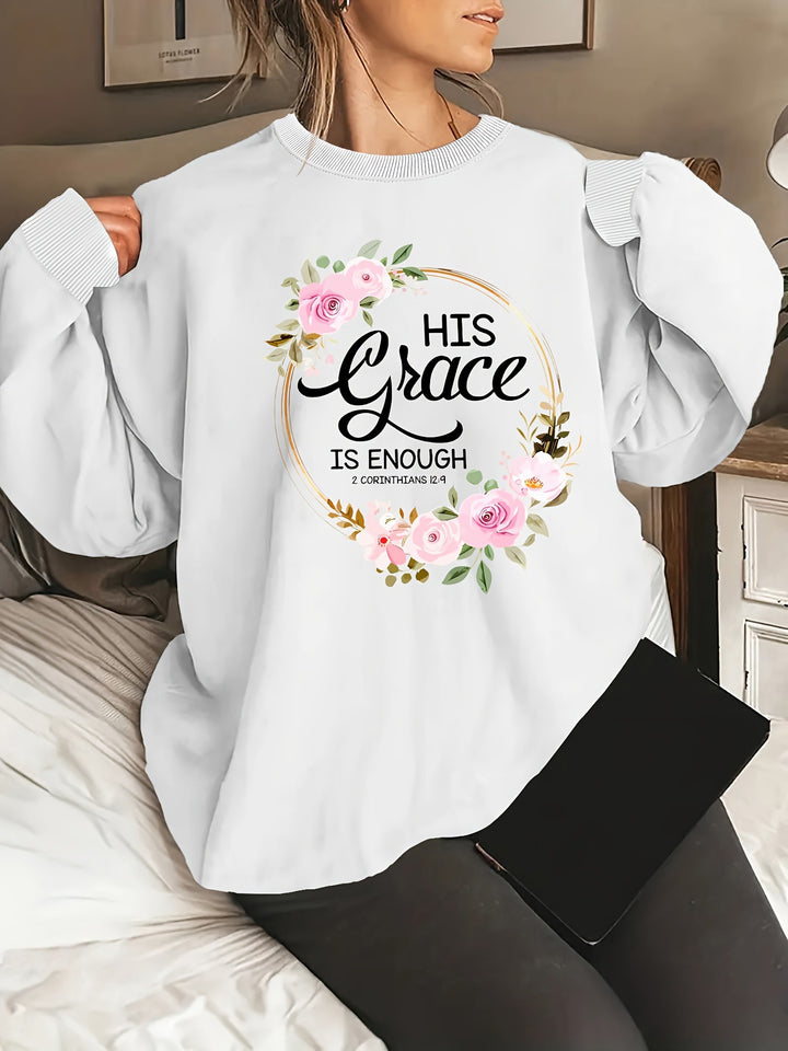 Sweat-shirt pour femmes avec lettres motivantes et design floral Chic & Stil