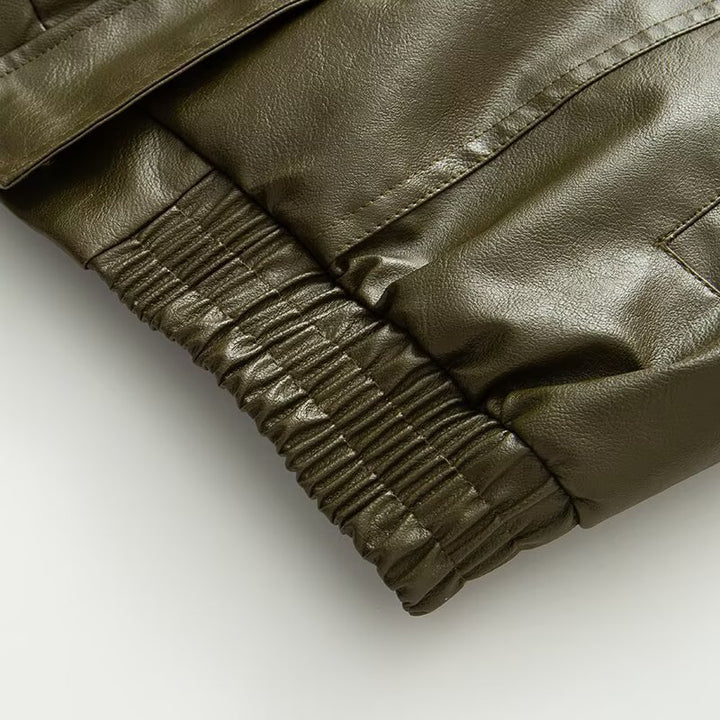 Veste en faux cuir stylée pour femmes avec ceinture élastique Chic & Stil