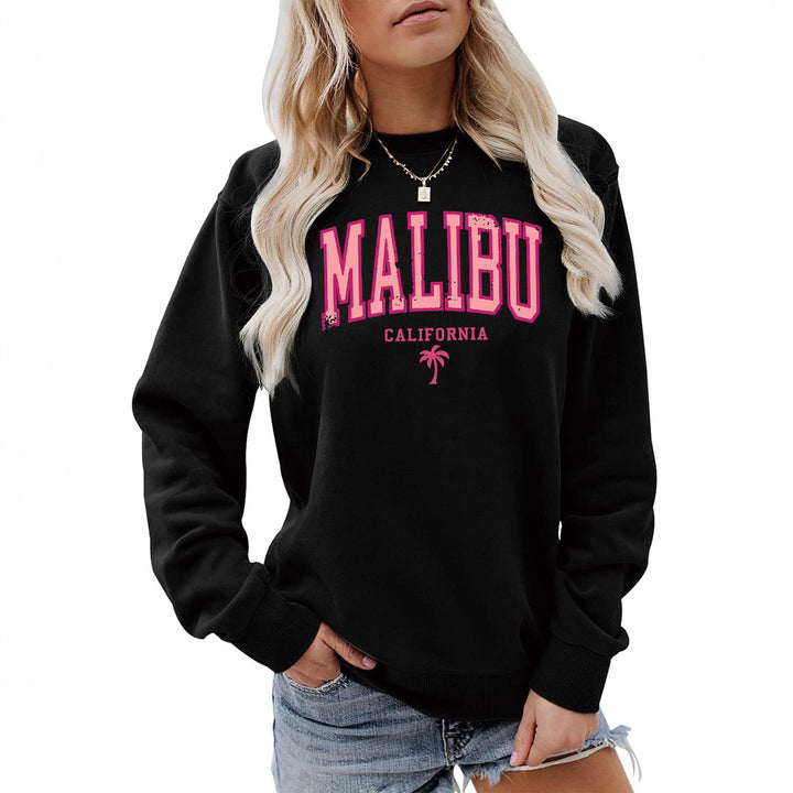Sweat-shirt pour femme avec lettrage Malibu vif et coupe décontractée Chic & Stil