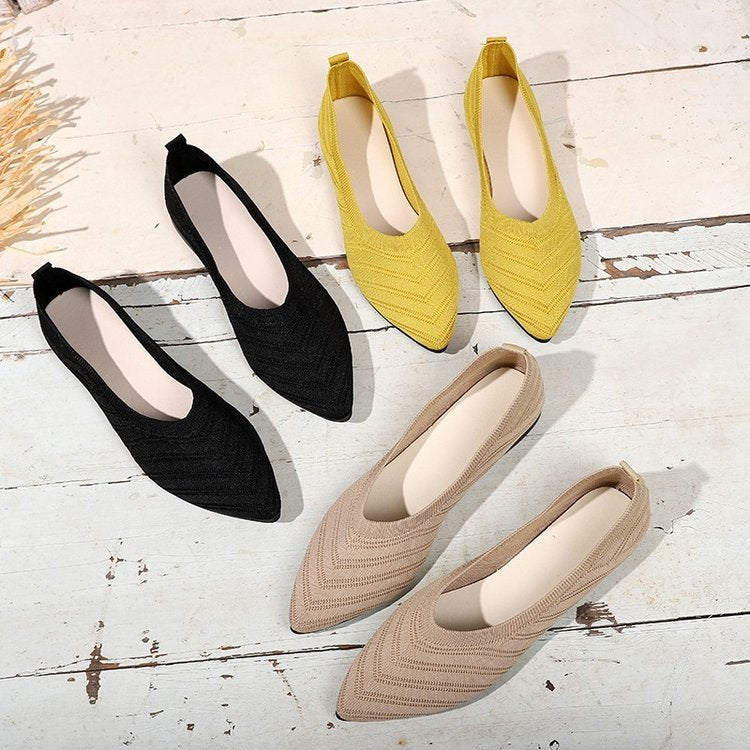 Women Elegant Lace Ballet Flats with Fashionable Knitted Design Lune London