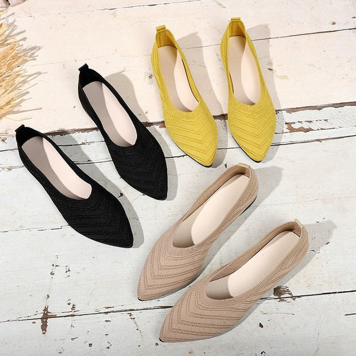 Women Elegant Lace Ballet Flats with Fashionable Knitted Design Lune London
