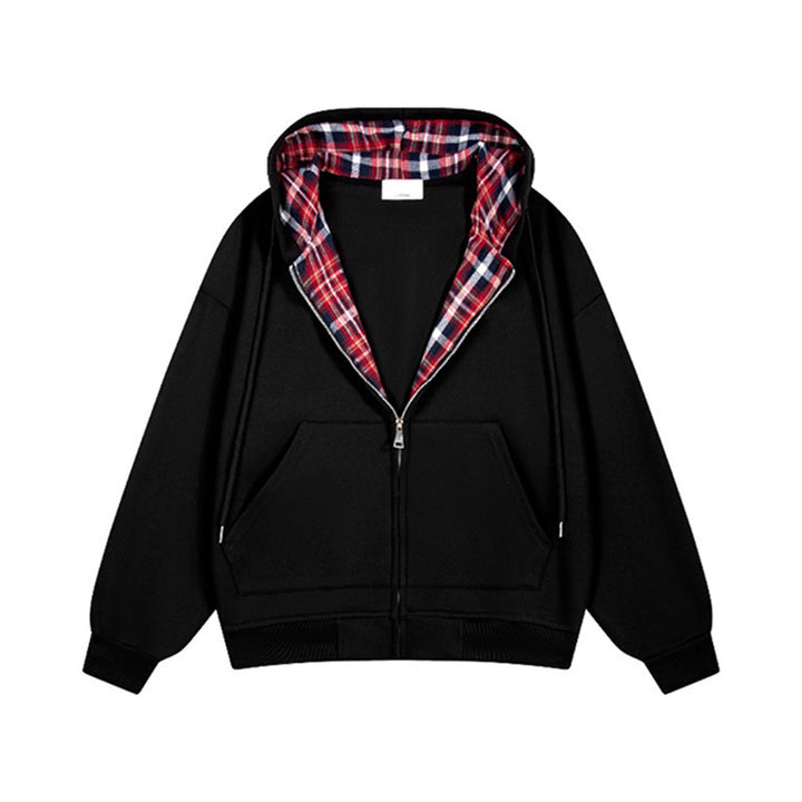 Casual hoodie for women with plaid lining and full zip Lune London