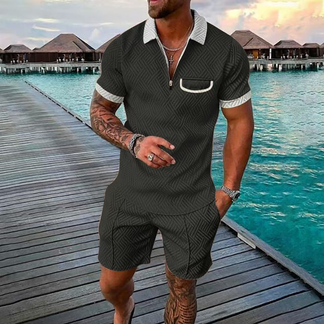 Short sleeve polo set with pattern for men and shorts Lune London