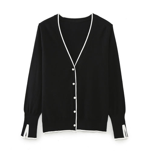 Elegant women's cardigan knit with contrasting details Lune London