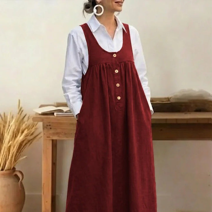 Women's maxi dress with button and pocket details Lune London