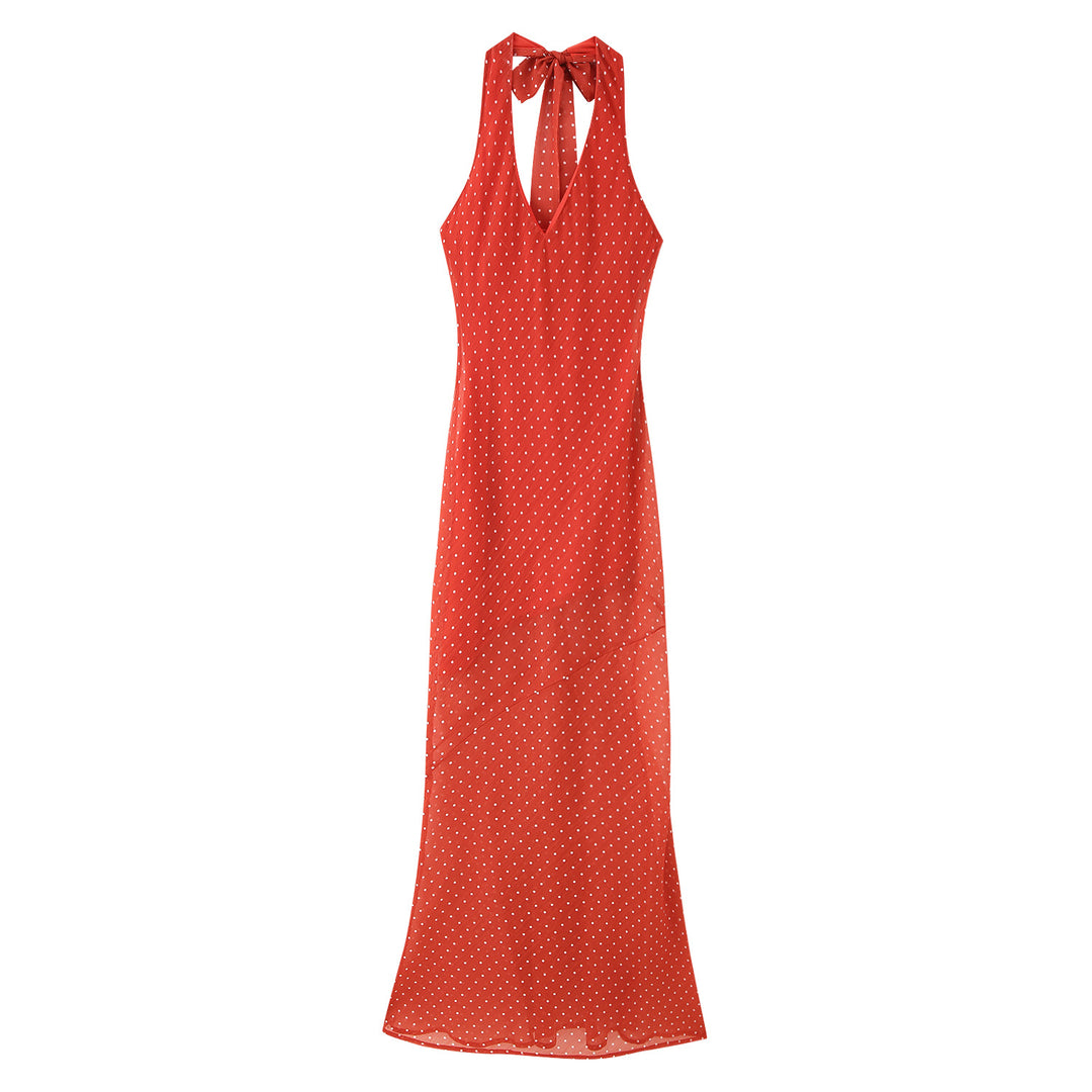 Maxi dress for women with a refined back and elegant ruffles Lune London