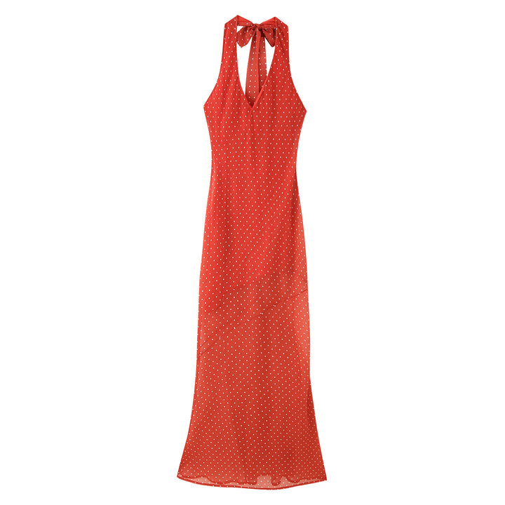 Maxi dress for women with a refined back and elegant ruffles Lune London